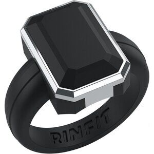 Women's Silicone Rings Engagement or Promise Ring for Her Emerald Silicone Black